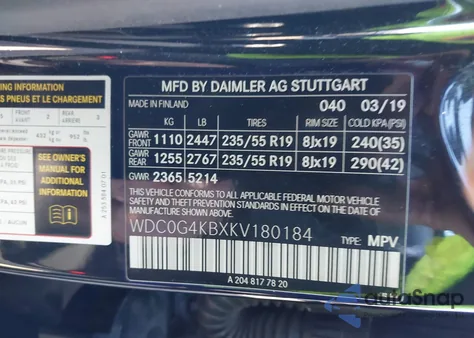 2019 Mercedes-Benz Glc 300 4Matic from USA, damaged, VIN WDC0G4KBXKV180184